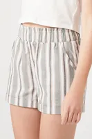 Women's Striped High-Rise Shorts in White Small