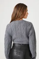 Women's Rhinestone Cropped Sweater Dark Grey