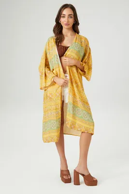 Women's Ornate Print Kimono in Golden Haze Medium