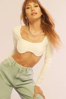 Women's Long-Sleeve Crop Top in White Large