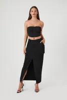 Women's Cargo Slit Straight Maxi Skirt