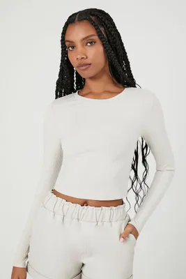 Women's Ribbed Knit Crop Top Large