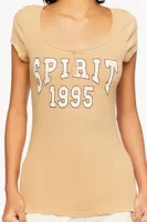 Women's Spirit 1995 Graphic Baby T-Shirt in Taupe, XL