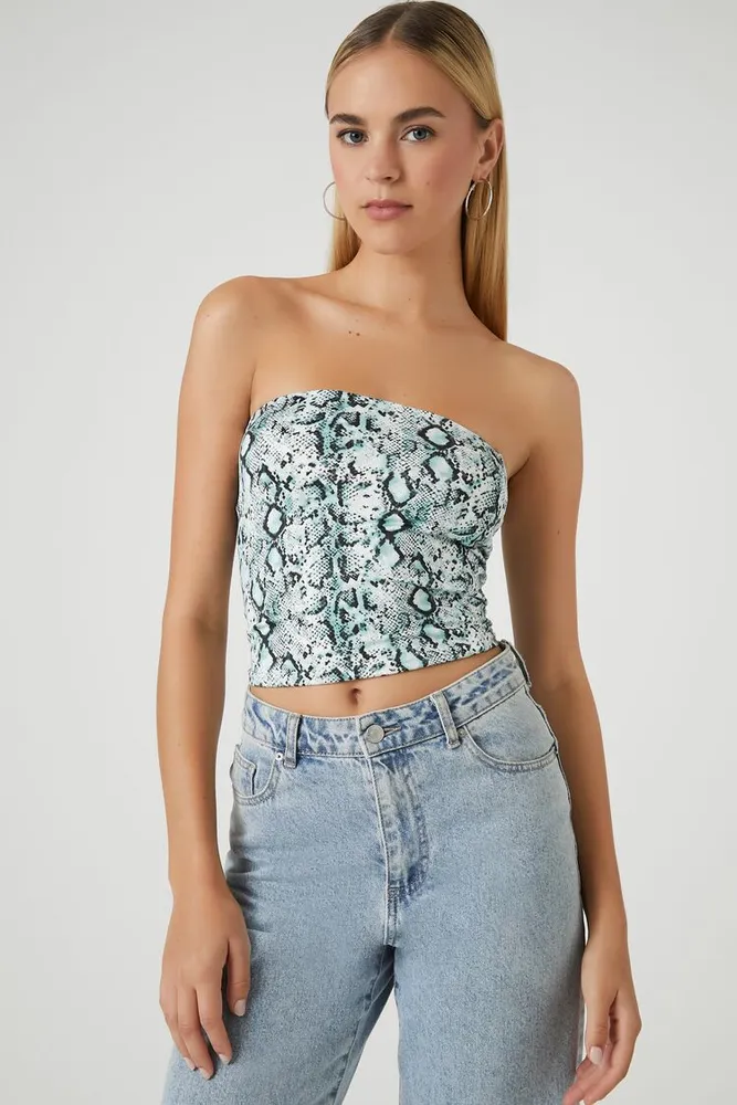 Women's Contour Snake Print Tube Top Stone Blue