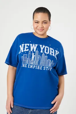 Women's New York Graphic T-Shirt in Blue/White, 2X