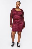 Women's Lace Mini Skirt in Merlot/Azalea, 3X