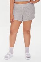 Women's Sweater-Knit Ribbed Shorts in Heather Grey, 0X