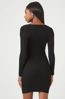 Women's Sweetheart Midi Sweater Dress in Black Large