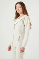 Women's Fleece Zip-Up Hoodie in Oatmeal, XL