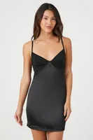 Women's Satin Lingerie Slip Dress in Black Medium