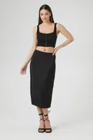 Women's Hook-and-Eye Cropped Tank Top in Black Medium