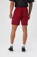 Men Drawstring Cargo Shorts in Burgundy Large