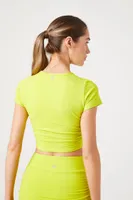 Women's Active Ruched Cropped Tee in Acid Green Small