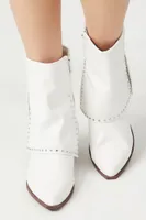 Women's Studded Faux Leather Booties in White, 6