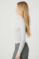 Women's Fitted Turtleneck Sweater in Heather Grey Large