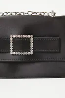 Women's Rhinestone Buckle Shoulder Bag in Black