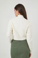 Women's Cropped Turtleneck Sweater in Cream Large