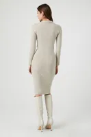 Women's Sweater-Knit Midi Dress in Oatmeal, XL