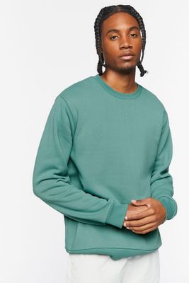 Men Fleece Crew Sweatshirt in Green Large