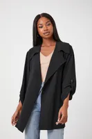 Women's Tie-Waist Wrap Coat in Black Large