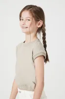 Girls Short-Sleeve Top (Kids) in Taupe, 5/6