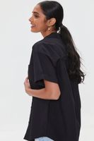 Women's Oversized Button-Front Shirt in Black Small