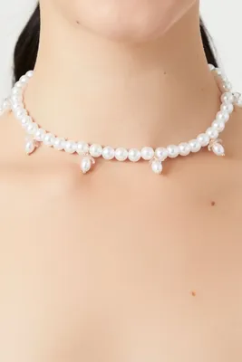 Women's Faux Pearl Bead Necklace in Cream