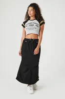 Women's Toggle Drawstring Cargo Midi Skirt in Black Medium