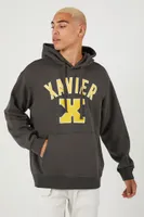 Men Xavier Graphic Drawstring Hoodie in Black Large