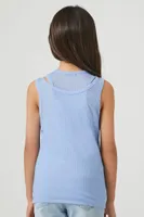 Girls Ribbed Layered Tank Top (Kids) Blue,