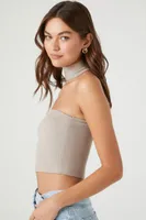 Women's Mock Neck Racerback Crop Top in Goat Large