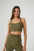 Women's Quilted Cropped Cami in Olive Medium