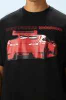 Men Downforce Graphic Tee in Black/Red Medium