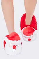 Women's Plush Santa Indoor Slippers in Red/White Small