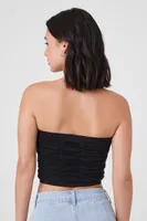 Women's Seamless Ruched Tube Top in Black, M/L