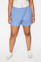 Women's Pinstriped Shorts in Blue/White, 1X