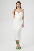 Women's Ruched Sweetheart Tank Top in White, XS