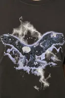 Women's Rhinestone Eagle Graphic T-Shirt in Charcoal Small