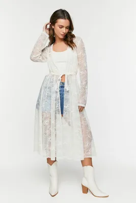 Women's Sheer Lace Longline Jacket in Birch, XS