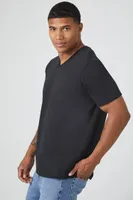 Men Organically Grown Cotton Basic V-Neck T-Shirt in Black Small