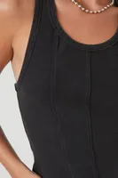 Women's Ribbed Knit Racerback Tank Top in Black, XS