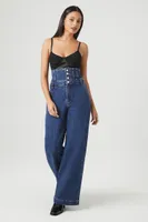 Women's Ultra High-Rise Wide-Leg Jeans Dark Denim,