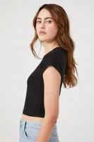 Women's Cropped Raglan T-Shirt in Black Small