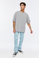 Men Happy Face Corduroy Drawstring Pants Blue