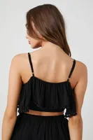 Women's Flounce Pom Cropped Cami