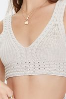 Women's Crochet Crop Top in Beige Large