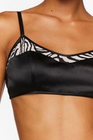 Women's Satin Zebra-Trim Triangle Bralette Black