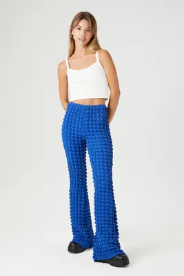 Women's Popcorn Knit Flare Pants in Cobalt Small