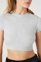 Women's Active Seamless Cropped Tee in Heather Grey Large