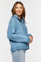 Women's Popcorn Knit Half-Zip Sweater in Colony Blue Medium